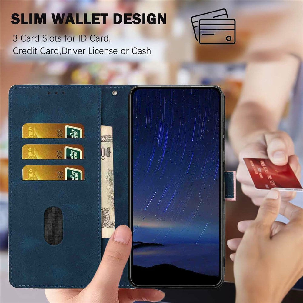 For Xiaomi Poco M8 Pro 5G / Redmi Note 15 Pro+ 5G (Global) Flip Case Cherry Blossom Pattern Leather Wallet Stand Phone Cover with Wrist Strap - Blue