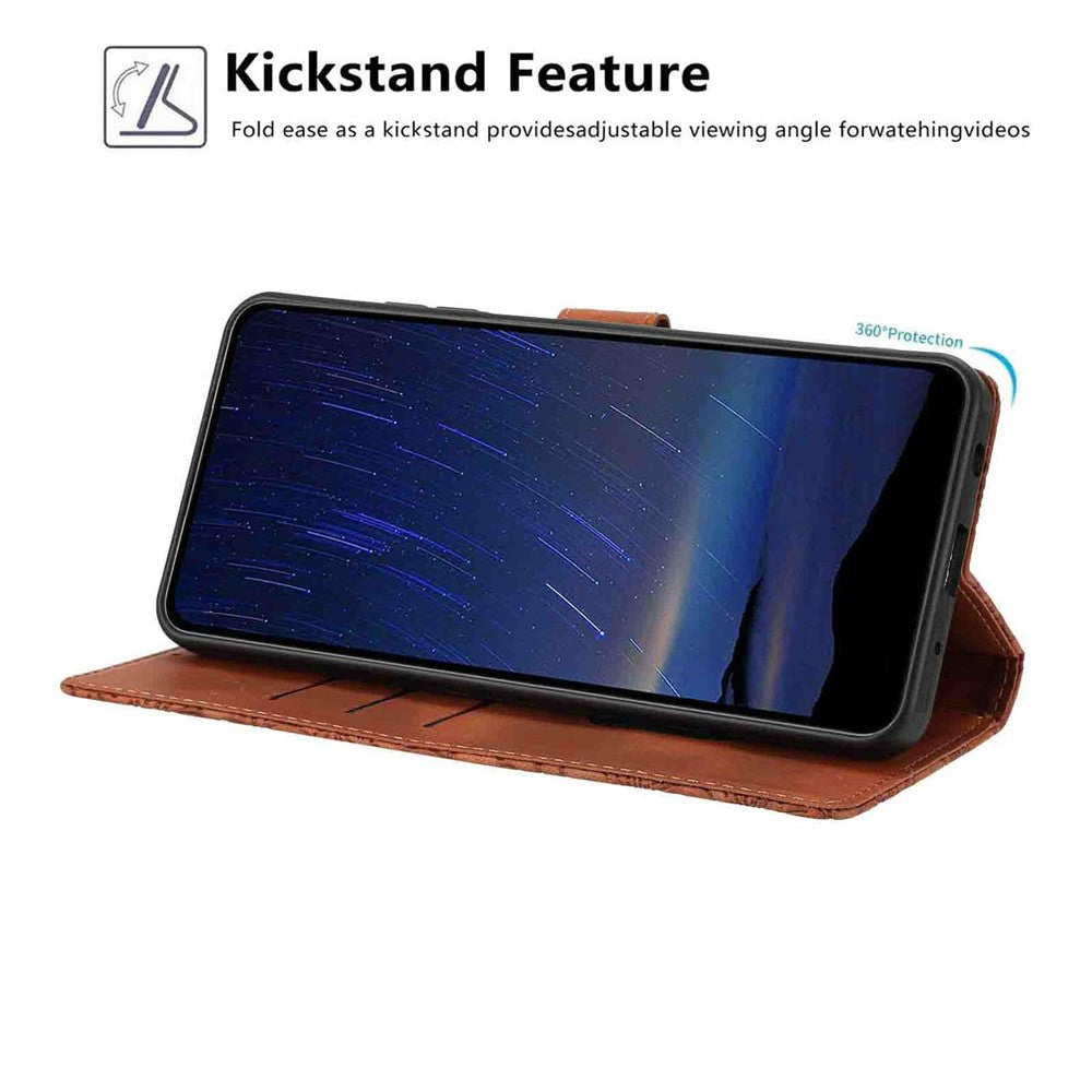 For Xiaomi Poco M8 Pro 5G / Redmi Note 15 Pro+ 5G (Global) Flip Case Cherry Blossom Pattern Leather Wallet Stand Phone Cover with Wrist Strap - Brown