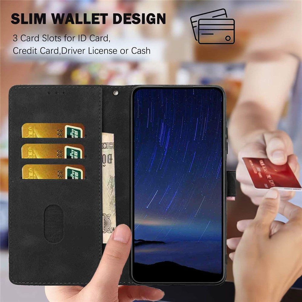 For Xiaomi Poco M8 Pro 5G / Redmi Note 15 Pro+ 5G (Global) Flip Case Cherry Blossom Pattern Leather Wallet Stand Phone Cover with Wrist Strap - Black