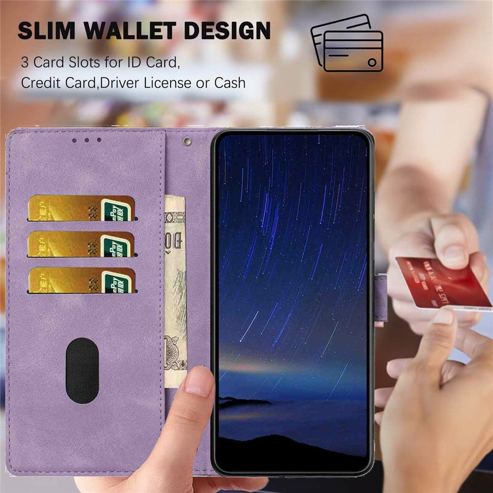 For Xiaomi Redmi Note 15 Pro 5G (Global) Flip Case Cherry Blossom Pattern Leather Wallet Stand Phone Cover with Wrist Strap - Purple