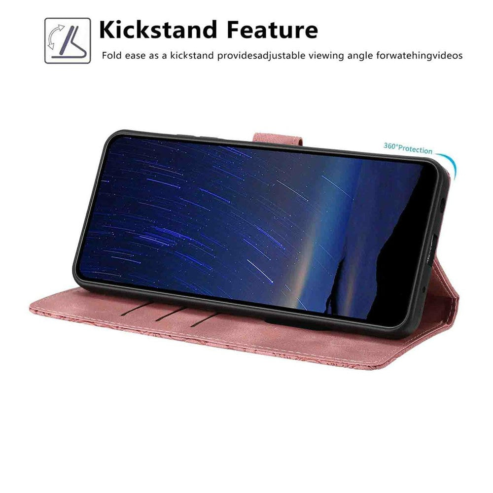 For Xiaomi Redmi Note 15 Pro 5G (Global) Flip Case Cherry Blossom Pattern Leather Wallet Stand Phone Cover with Wrist Strap - Pink