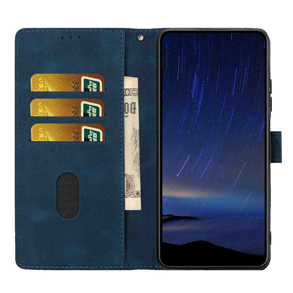 For Xiaomi Redmi Note 15 Pro 5G (Global) Flip Case Cherry Blossom Pattern Leather Wallet Stand Phone Cover with Wrist Strap - Blue