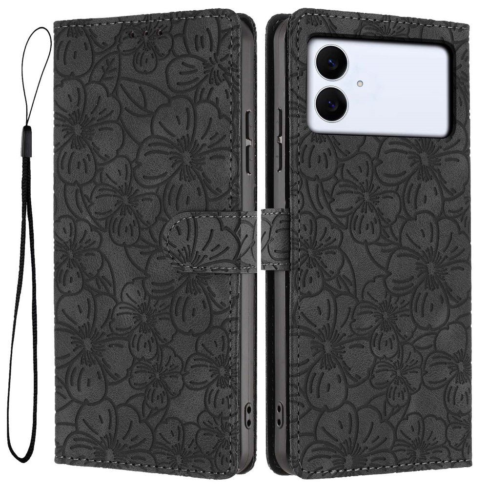 For-Samsung-Galaxy-S26-Edge-Flip-Case-Cherry-Blossom-Pattern-Leather-Wallet-Stand-Phone-Cover-with-Wrist-Strap-Black