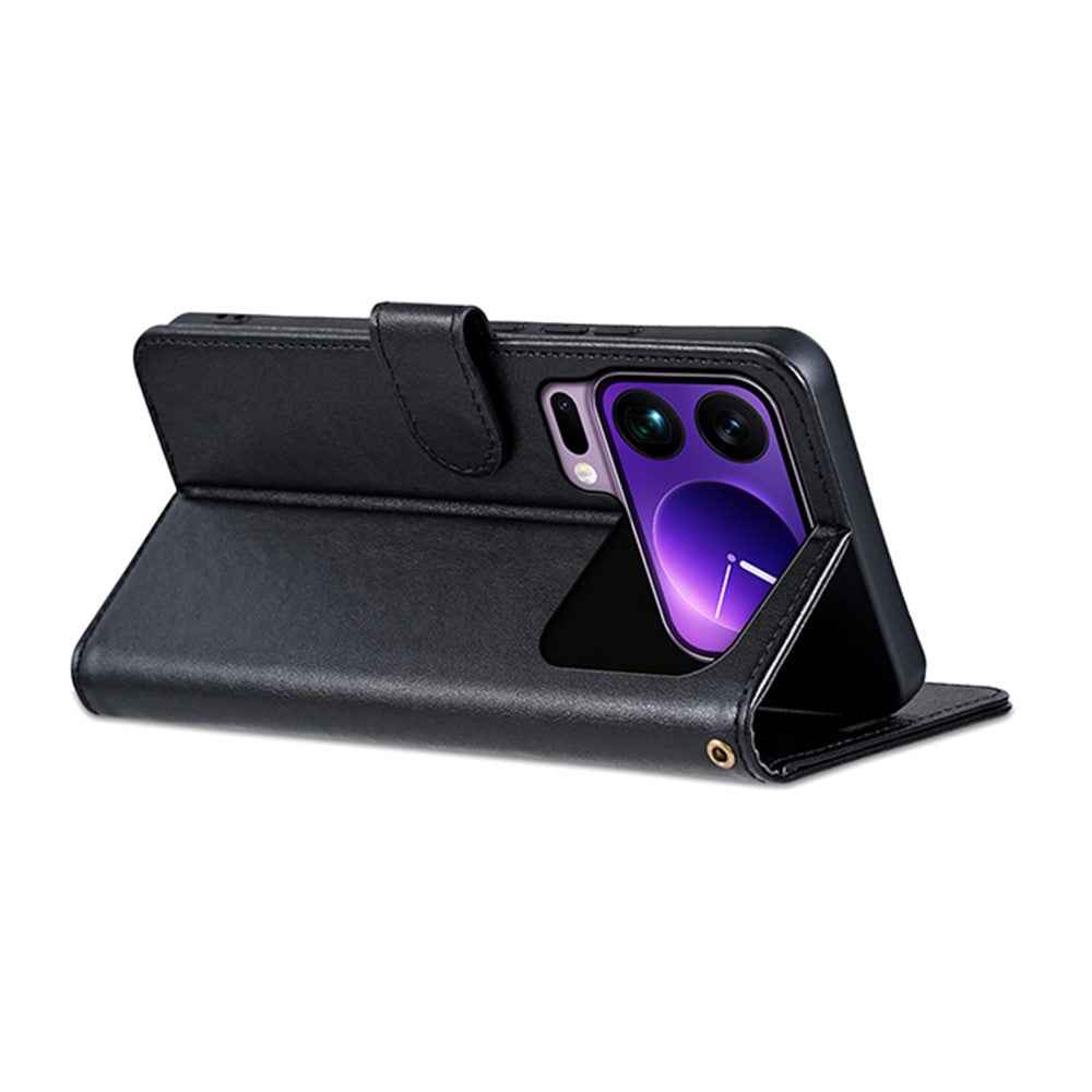 AZNS For Xiaomi 17 Pro Case Anti-Scratch PU Leather Stand Wallet Phone Cover - Black