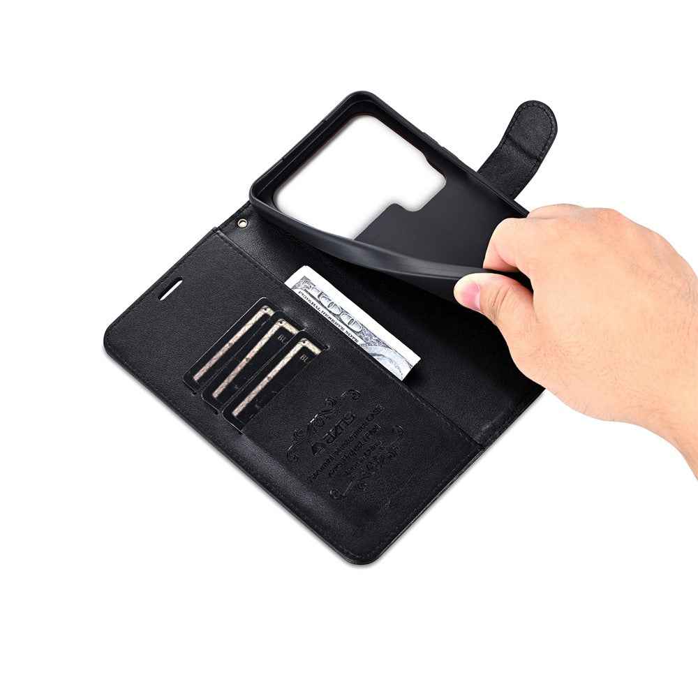 AZNS For Xiaomi 17 Pro Case Anti-Scratch PU Leather Stand Wallet Phone Cover - Black