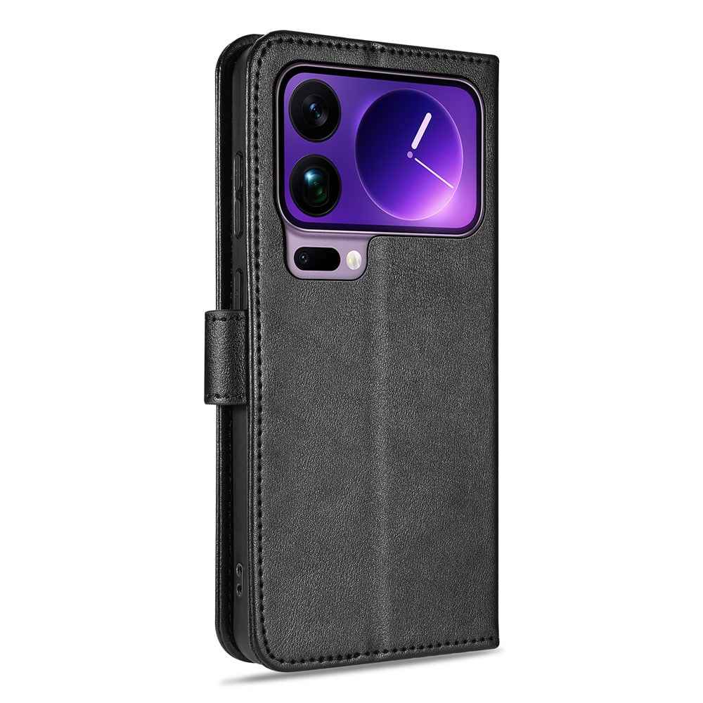 AZNS For Xiaomi 17 Pro Case Anti-Scratch PU Leather Stand Wallet Phone Cover - Black