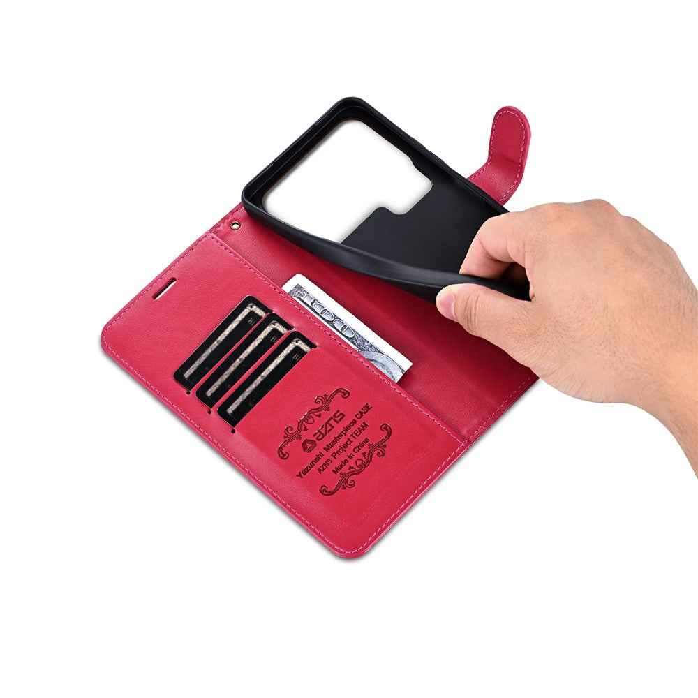 AZNS For Xiaomi 17 Pro Case Anti-Scratch PU Leather Stand Wallet Phone Cover - Red