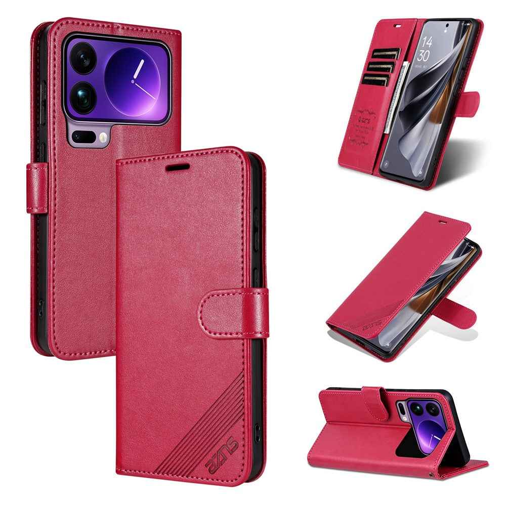 AZNS For Xiaomi 17 Pro Case Anti-Scratch PU Leather Stand Wallet Phone Cover - Red