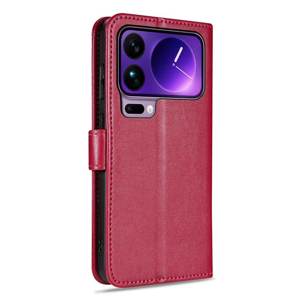 AZNS For Xiaomi 17 Pro Case Anti-Scratch PU Leather Stand Wallet Phone Cover - Red