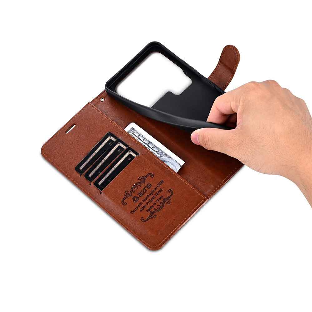 AZNS For Xiaomi 17 Pro Case Anti-Scratch PU Leather Stand Wallet Phone Cover - Brown