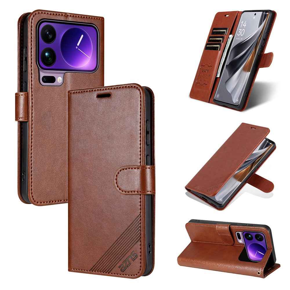AZNS For Xiaomi 17 Pro Case Anti-Scratch PU Leather Stand Wallet Phone Cover - Brown