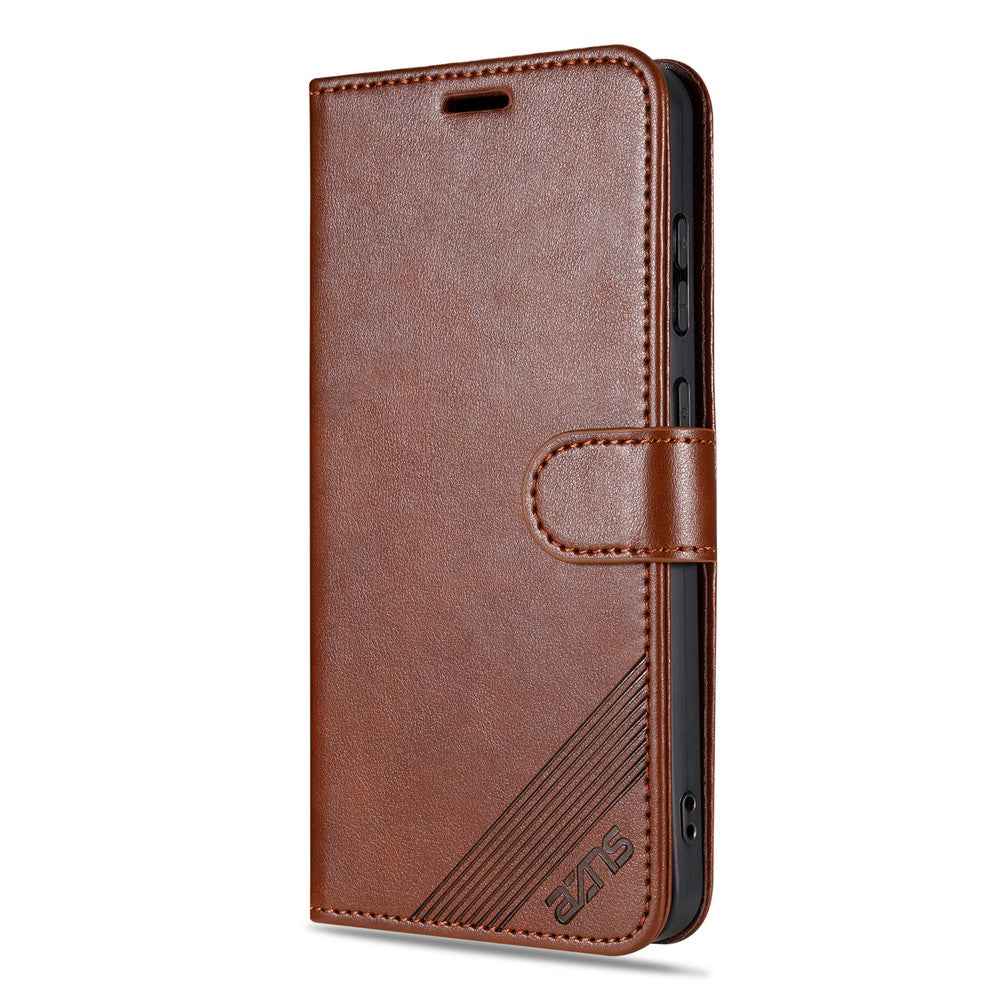 AZNS For Xiaomi 17 Pro Case Anti-Scratch PU Leather Stand Wallet Phone Cover - Brown