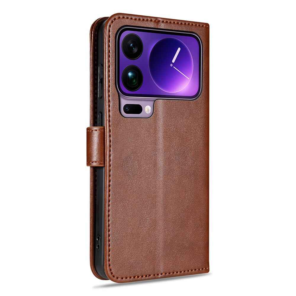 AZNS For Xiaomi 17 Pro Case Anti-Scratch PU Leather Stand Wallet Phone Cover - Brown