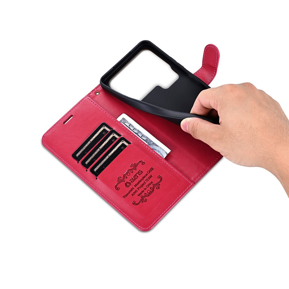 AZNS For Xiaomi 17 Pro Max Case Anti-Scratch PU Leather Stand Wallet Phone Cover - Red