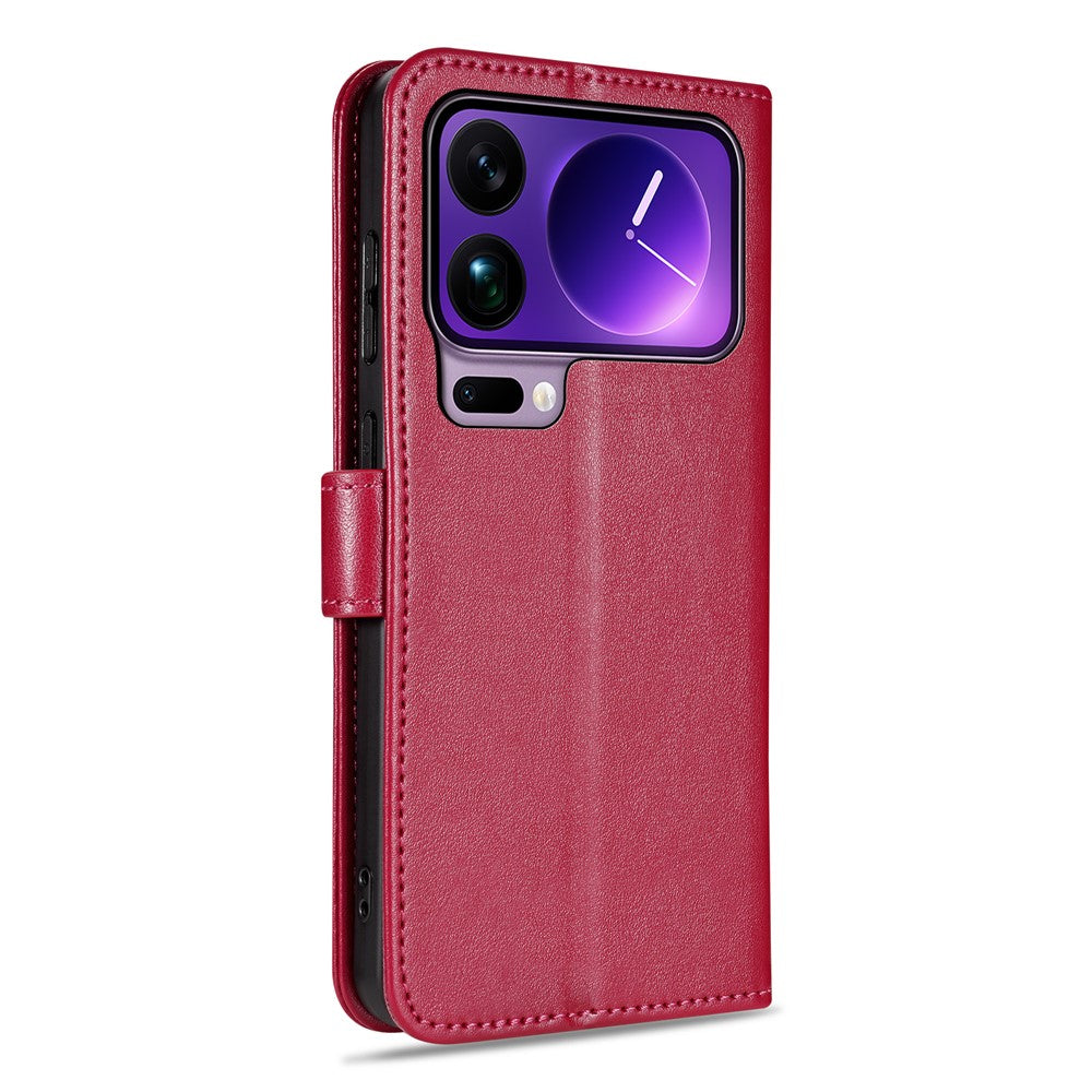 AZNS For Xiaomi 17 Pro Max Case Anti-Scratch PU Leather Stand Wallet Phone Cover - Red