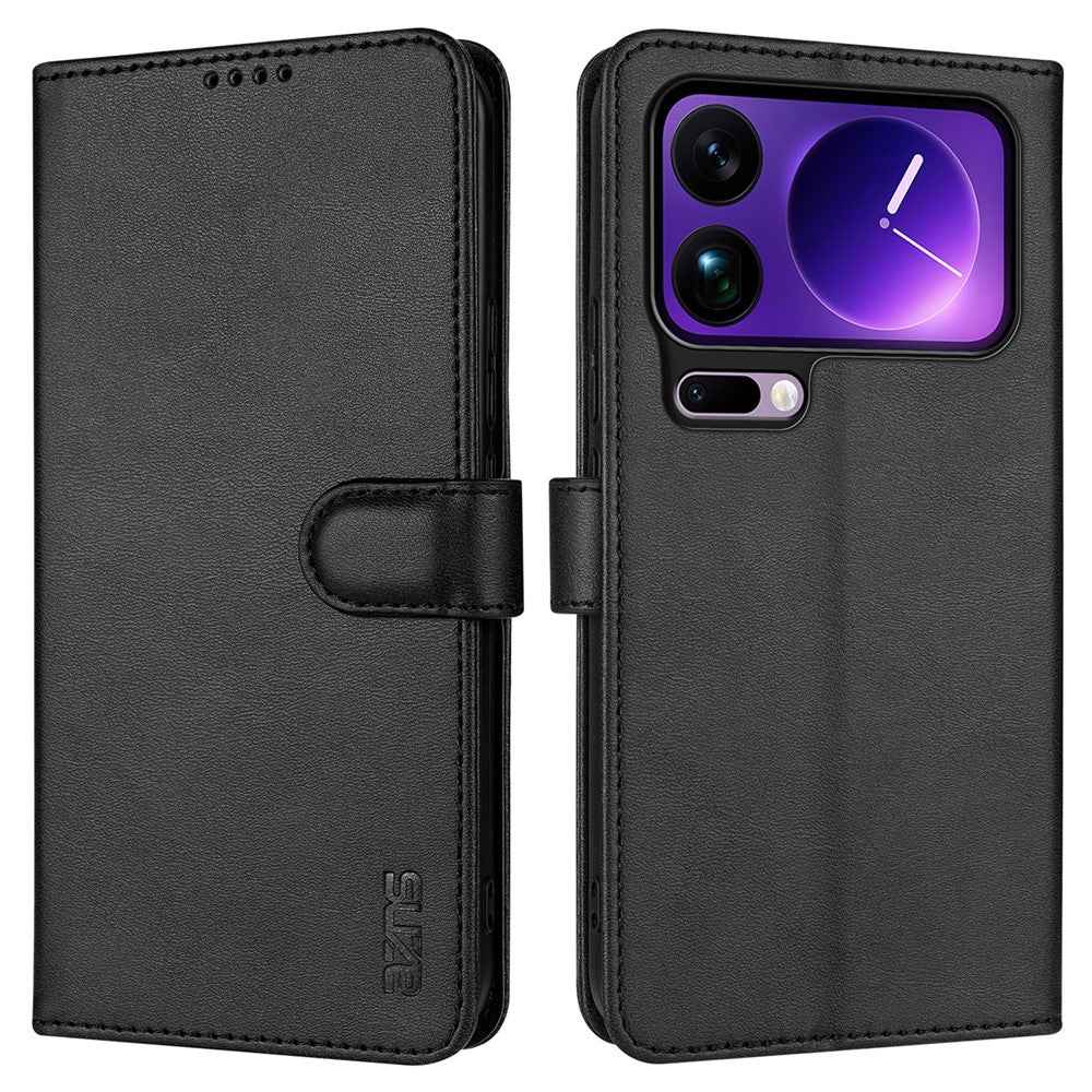 AZNS For Xiaomi 17 Pro Case PU Leather Wallet Phone Cover - Black