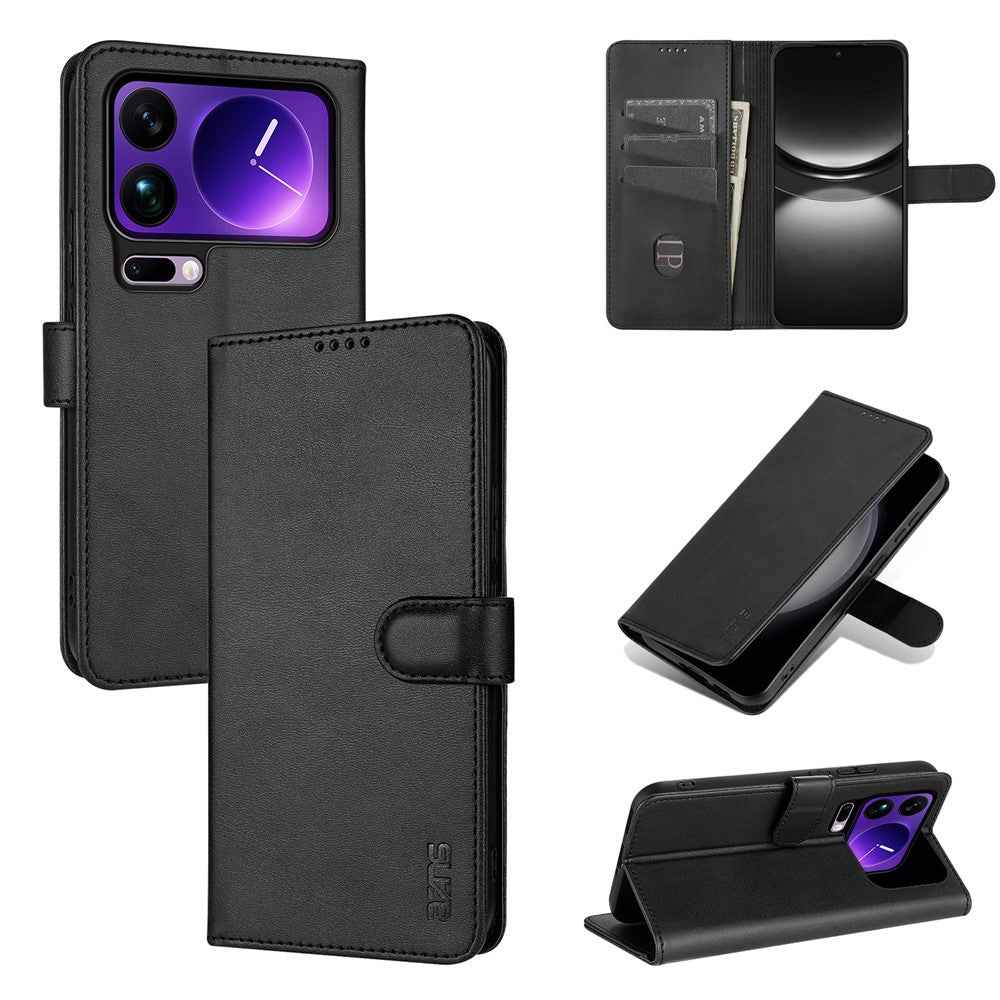AZNS For Xiaomi 17 Pro Case PU Leather Wallet Phone Cover - Black