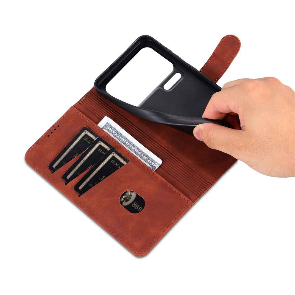 AZNS For Xiaomi 17 Pro Case PU Leather Wallet Phone Cover - Brown