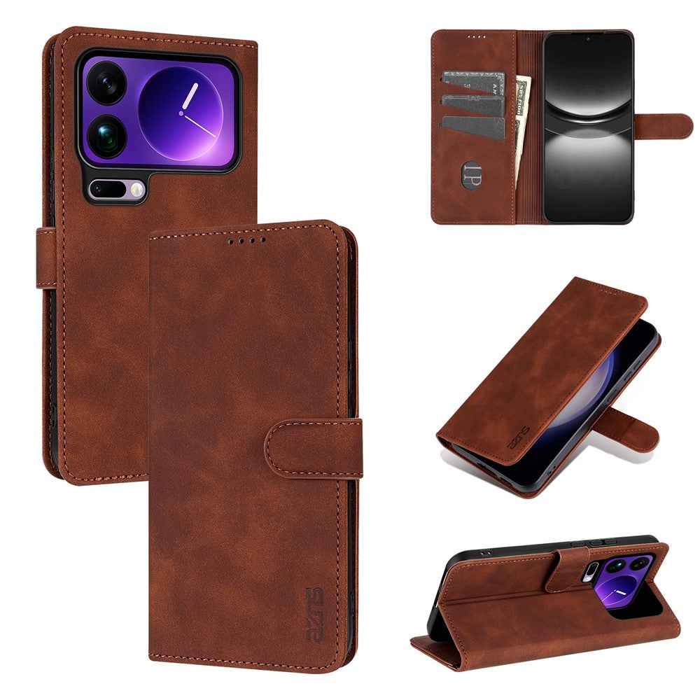 AZNS For Xiaomi 17 Pro Case PU Leather Wallet Phone Cover - Brown