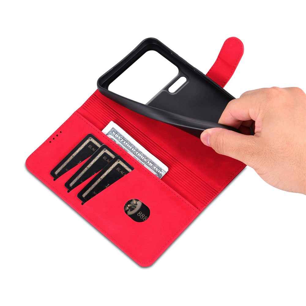 AZNS For Xiaomi 17 Pro Case PU Leather Wallet Phone Cover - Red