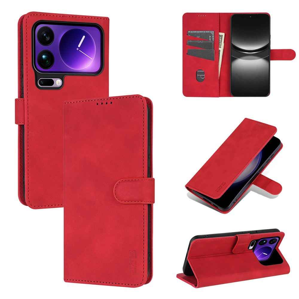 AZNS For Xiaomi 17 Pro Case PU Leather Wallet Phone Cover - Red