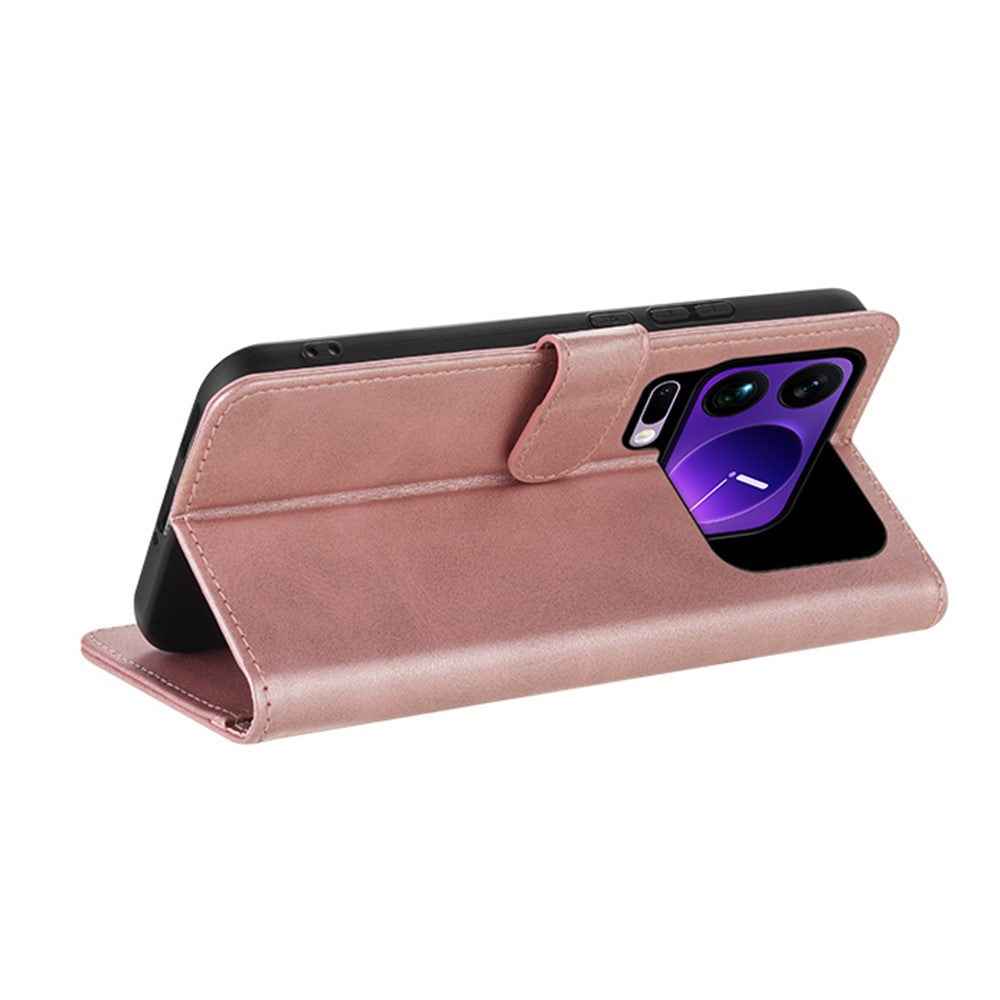 AZNS For Xiaomi 17 Pro Case PU Leather Wallet Phone Cover - Rose Gold