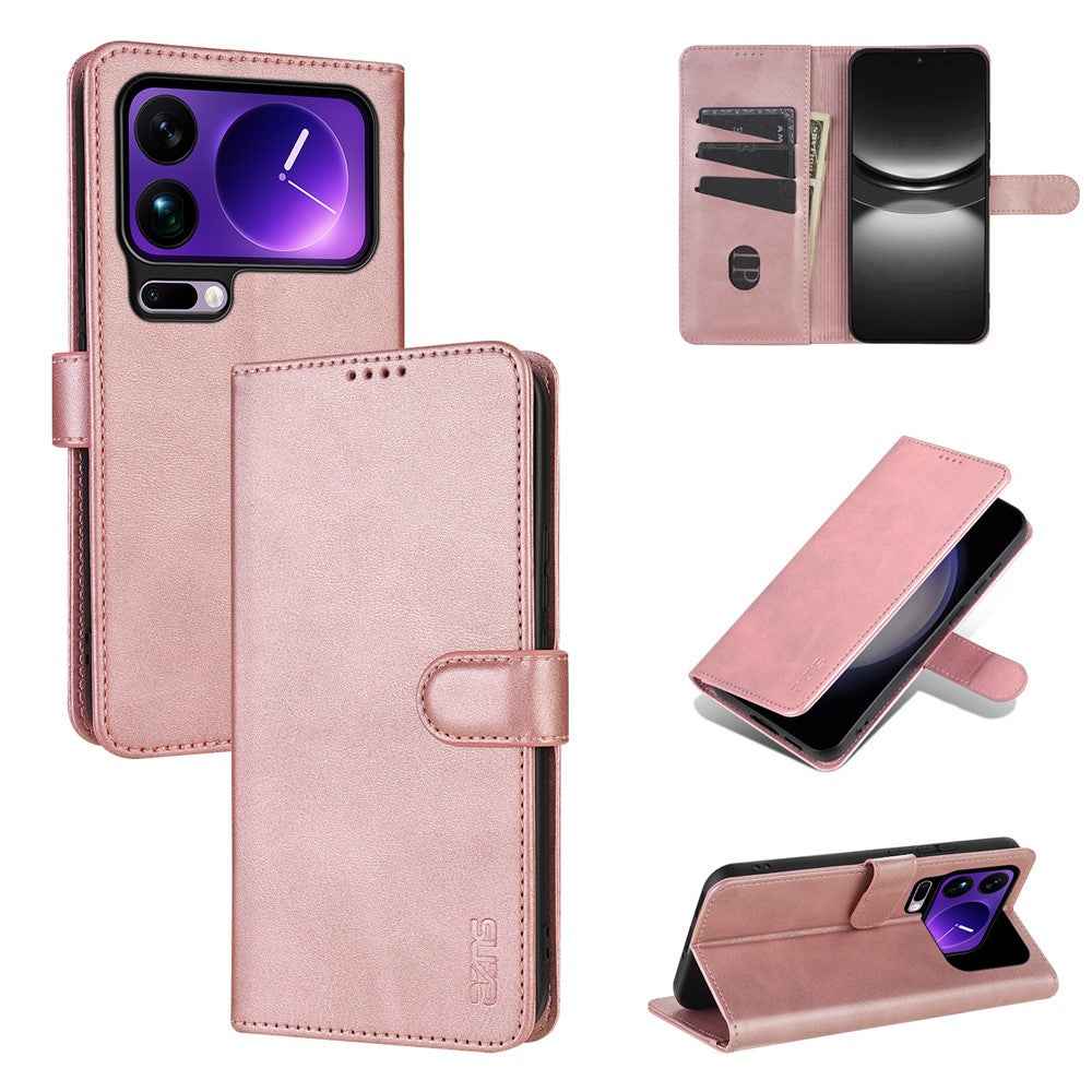 AZNS For Xiaomi 17 Pro Case PU Leather Wallet Phone Cover - Rose Gold