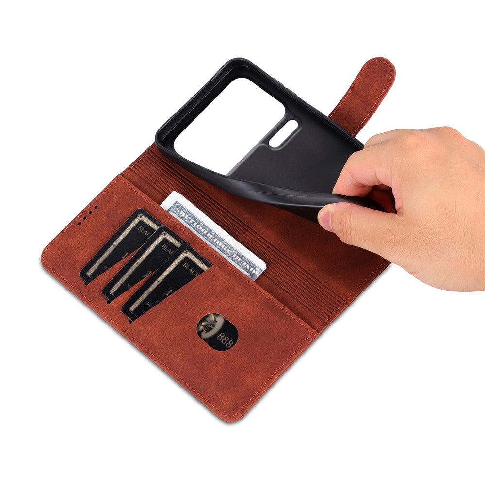 AZNS For Xiaomi 17 Pro Max Case PU Leather Wallet Phone Cover - Brown