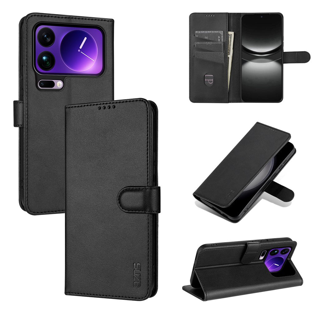 AZNS For Xiaomi 17 Pro Max Case PU Leather Wallet Phone Cover - Black