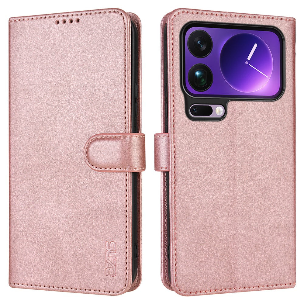 AZNS For Xiaomi 17 Pro Max Case PU Leather Wallet Phone Cover - Rose Gold