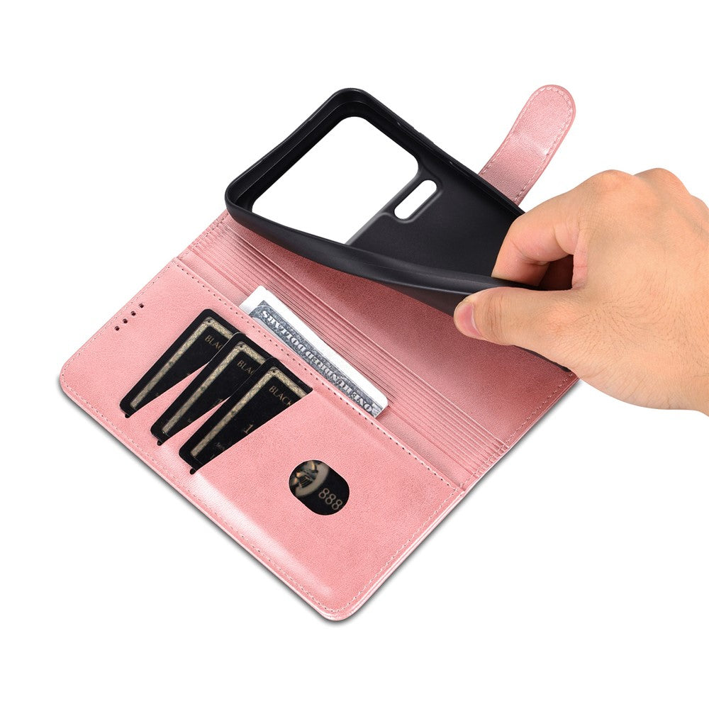 AZNS For Xiaomi 17 Pro Max Case PU Leather Wallet Phone Cover - Rose Gold