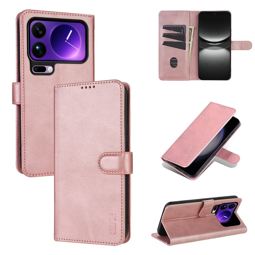 AZNS For Xiaomi 17 Pro Max Case PU Leather Wallet Phone Cover - Rose Gold