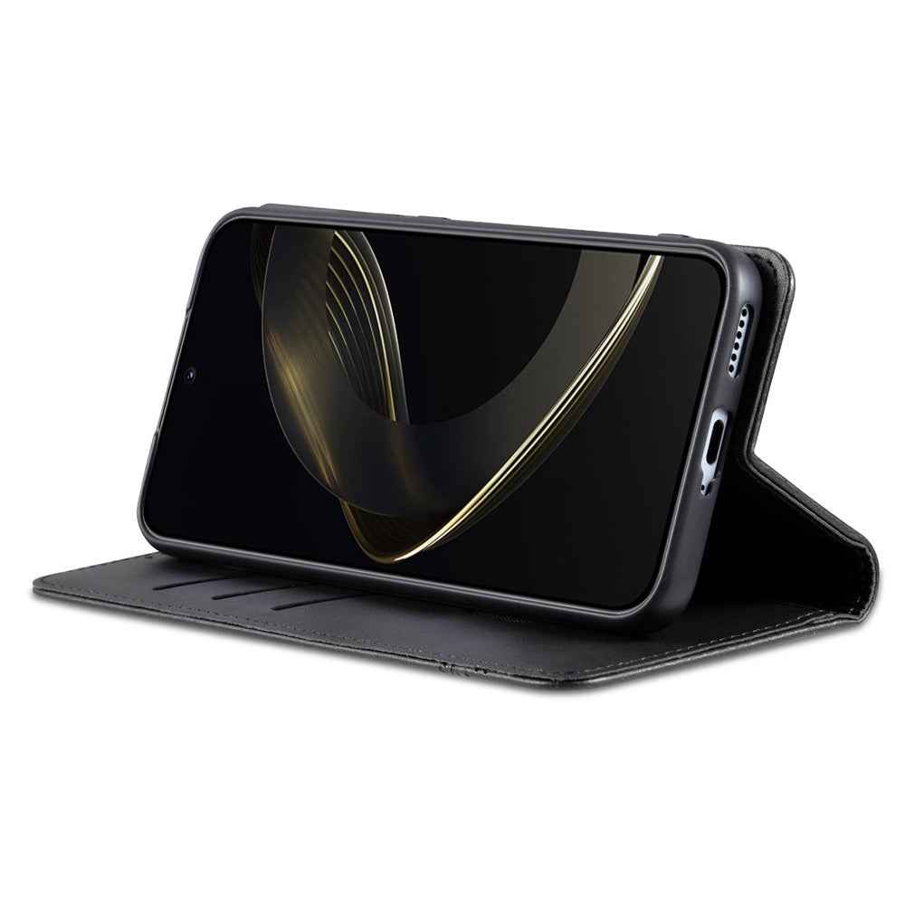 AZNS For Xiaomi 17 Pro Case Cowhide Texture PU Leather Wallet Phone Cover - Black