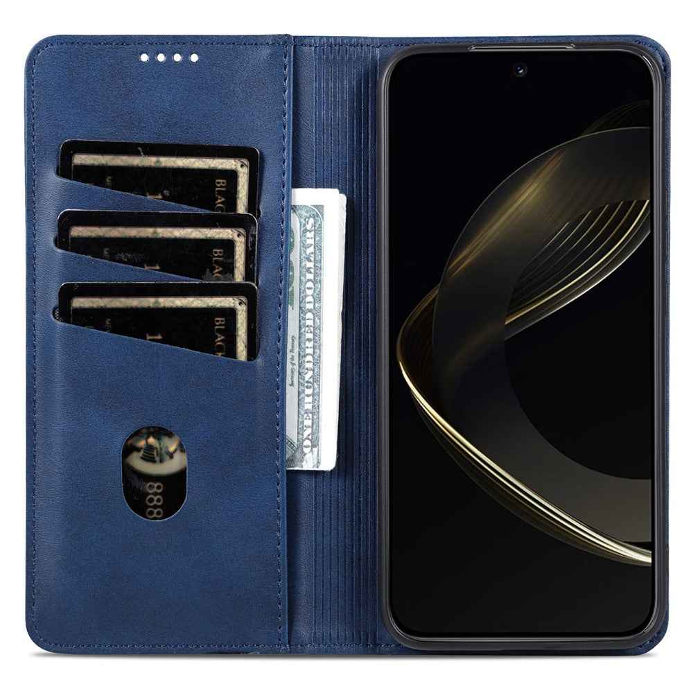 AZNS For Xiaomi 17 Pro Case Cowhide Texture PU Leather Wallet Phone Cover - Blue