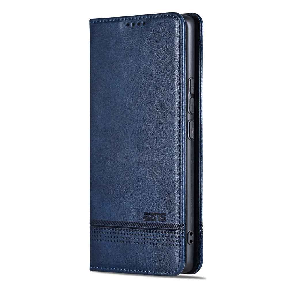 AZNS For Xiaomi 17 Pro Case Cowhide Texture PU Leather Wallet Phone Cover - Blue