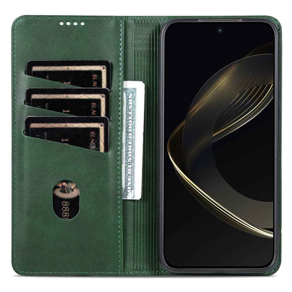 AZNS For Xiaomi 17 Pro Case Cowhide Texture PU Leather Wallet Phone Cover - Green