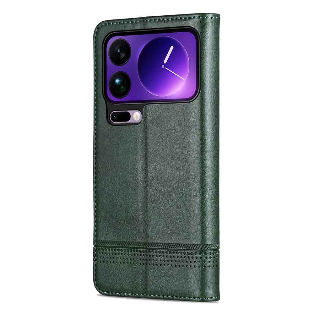 AZNS For Xiaomi 17 Pro Case Cowhide Texture PU Leather Wallet Phone Cover - Green