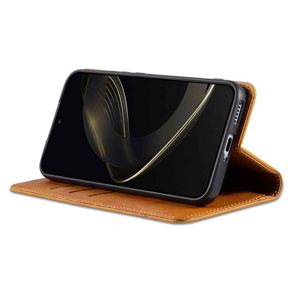AZNS For Xiaomi 17 Pro Case Cowhide Texture PU Leather Wallet Phone Cover - Brown