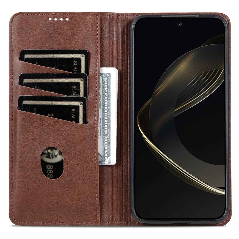 AZNS For Xiaomi 17 Pro Case Cowhide Texture PU Leather Wallet Phone Cover - Coffee