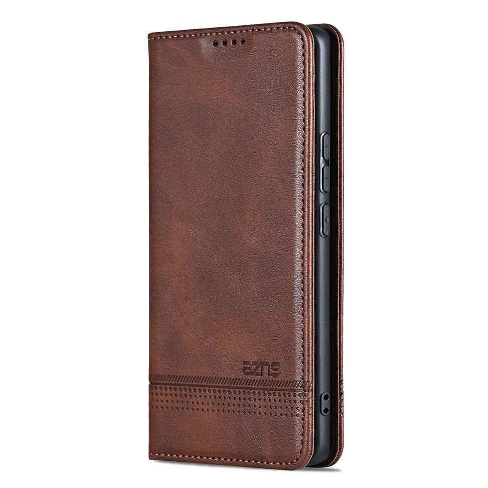AZNS For Xiaomi 17 Pro Case Cowhide Texture PU Leather Wallet Phone Cover - Coffee