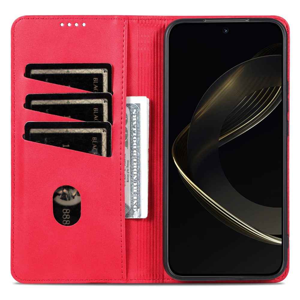 AZNS For Xiaomi 17 Pro Case Cowhide Texture PU Leather Wallet Phone Cover - Red