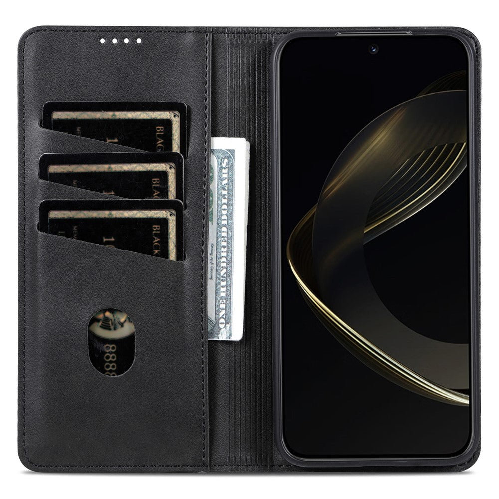 AZNS For Xiaomi 17 Pro Max Case Cowhide Texture PU Leather Wallet Phone Cover - Black