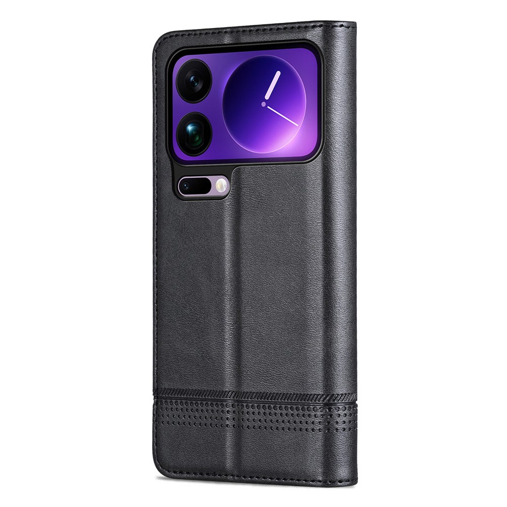AZNS For Xiaomi 17 Pro Max Case Cowhide Texture PU Leather Wallet Phone Cover - Black