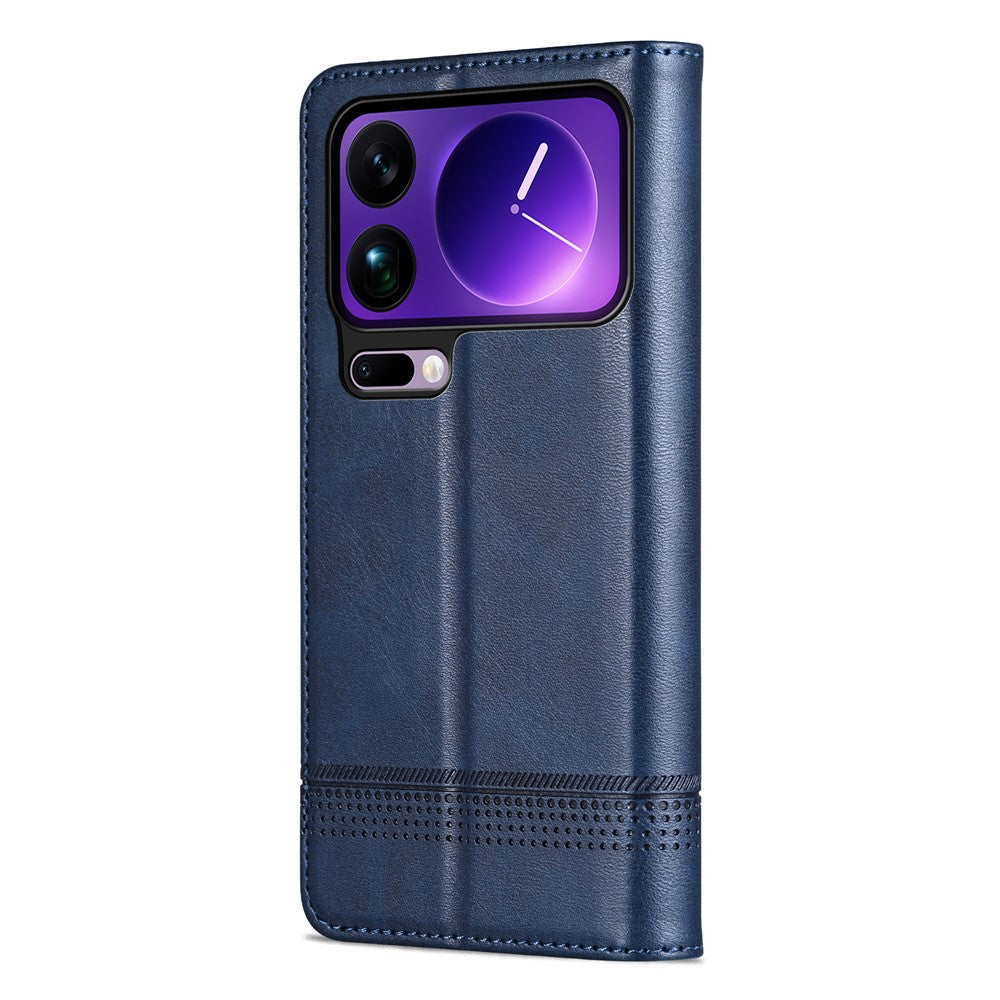 AZNS For Xiaomi 17 Pro Max Case Cowhide Texture PU Leather Wallet Phone Cover - Blue