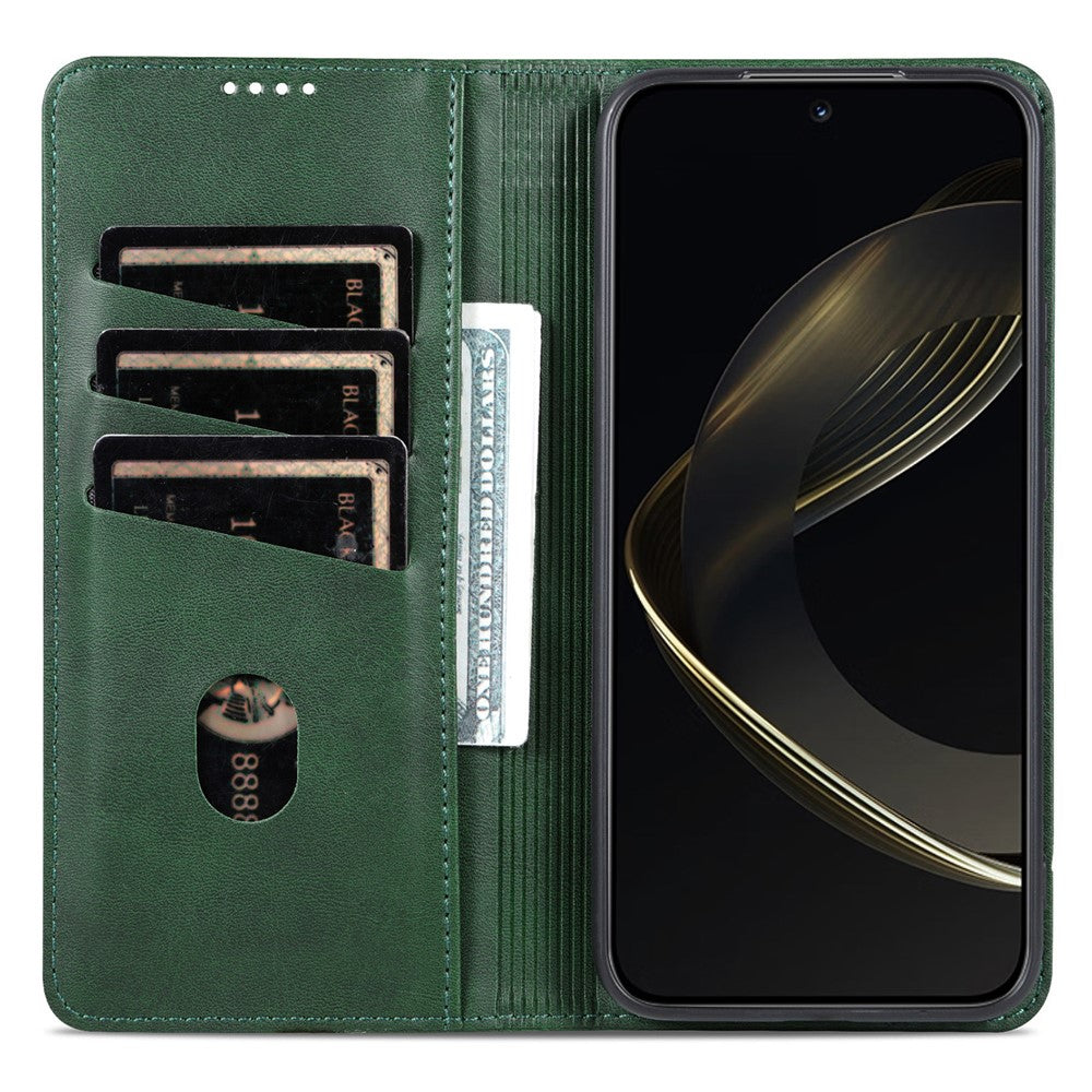 AZNS For Xiaomi 17 Pro Max Case Cowhide Texture PU Leather Wallet Phone Cover - Green