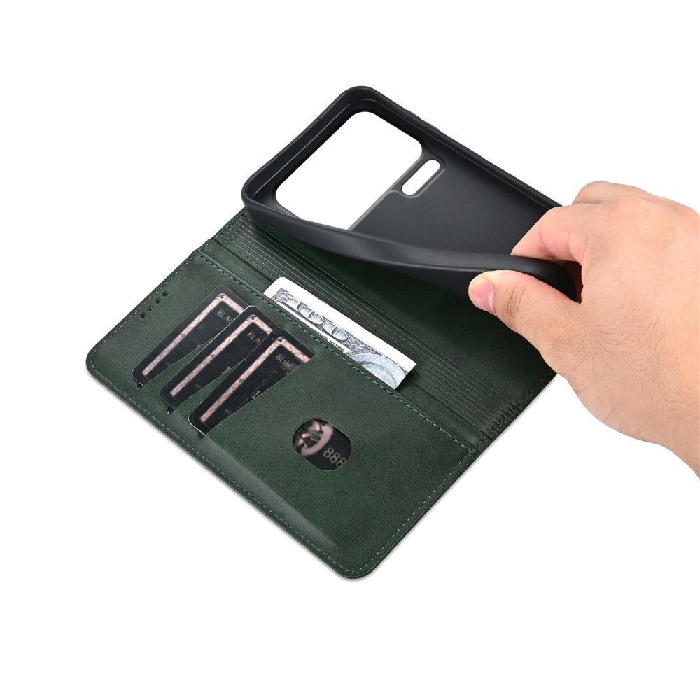AZNS For Xiaomi 17 Pro Max Case Cowhide Texture PU Leather Wallet Phone Cover - Green