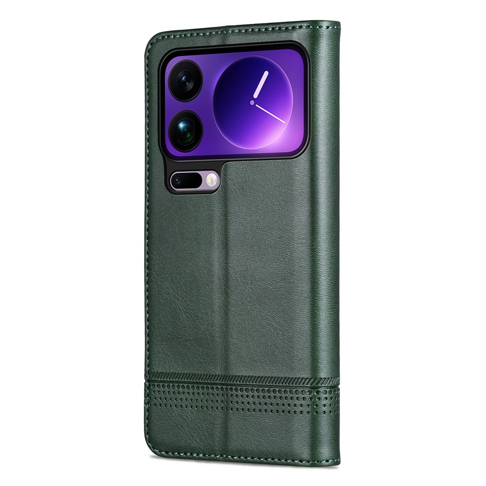 AZNS For Xiaomi 17 Pro Max Case Cowhide Texture PU Leather Wallet Phone Cover - Green
