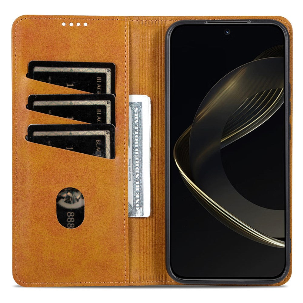 AZNS For Xiaomi 17 Pro Max Case Cowhide Texture PU Leather Wallet Phone Cover - Brown