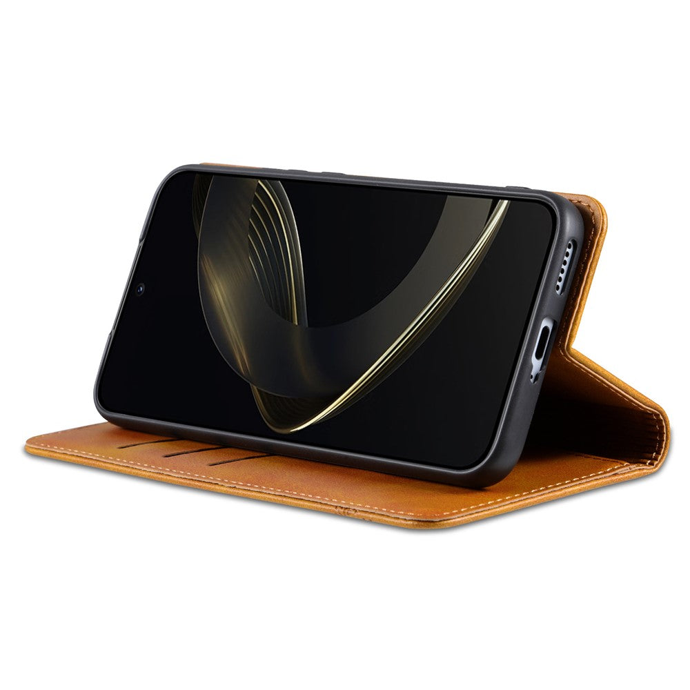 AZNS For Xiaomi 17 Pro Max Case Cowhide Texture PU Leather Wallet Phone Cover - Brown