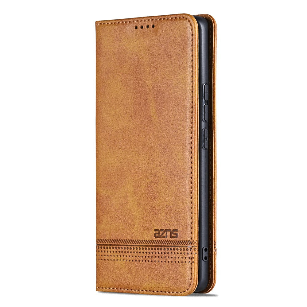 AZNS For Xiaomi 17 Pro Max Case Cowhide Texture PU Leather Wallet Phone Cover - Brown